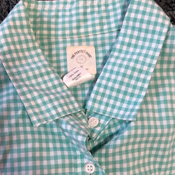 JCrew mint gingham perfect shirt sz 2 EUC - Picture 2 of 5